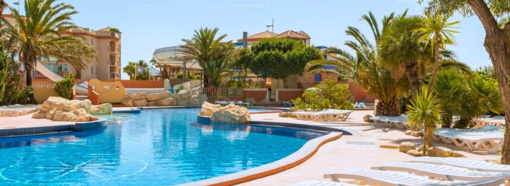 mar etang pool and palm trees